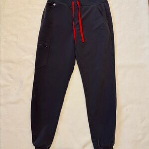 Figs Black Joggers with Red Drawstring size small
